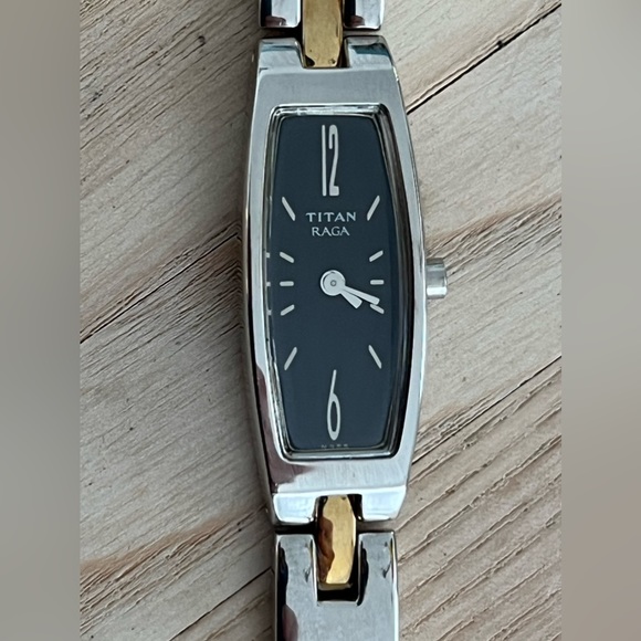 Titan Raga Ladies Watch Two Tone Bracelet Rectangular Black Dial - Picture 3 of 15